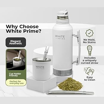 Amazon.com: WHITE Prime 6 oz Mate Gourd with Bombilla – Stainless